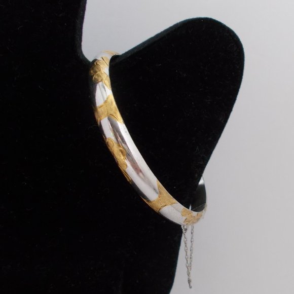 Exquisite Two-Tone .925 Sterling Silver Bracelet - Picture 1 of 7